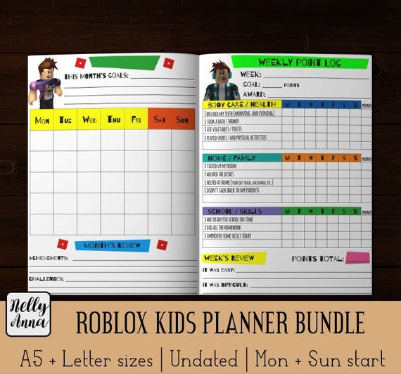 Roblox Kids Planner Point System Chore List For Children Etsy - roblox functions list