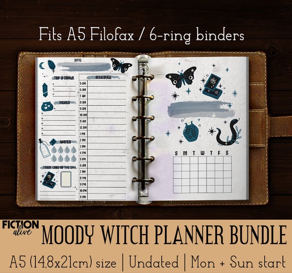 Moody Witch Planner Printable Pages A5 Size Faded Occult Witchy