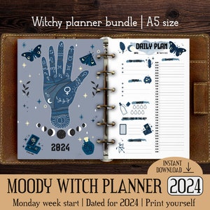 Printable witchy planner 2024 for A5 filofax