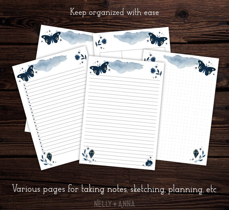 Moody witch 2024 planner A5 A4 size printable pages Witchy planner inserts Wicca witchcraft journal Filofax Travelers Notebook planner image 5