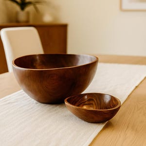 Vintage Teak Salad Bowl Set | 9-Piece Mid-Century Modern Wood Serving Set