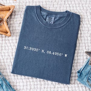 Custom Coordinates Shirt, Comfort Colors Tee, Personalized Vacation Destination T-Shirt, Perfect Gift for Travel Lovers, Latitude longitude