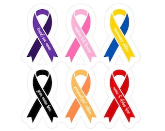 CUSTOM awareness ribbon sticker, vinyl sticker awareness ribbon, your cause awareness ribbon, cancer awareness ribbon, personalized sticker