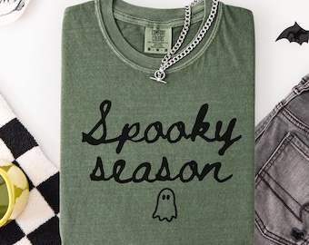 Spooky Season Comfort Colors Shirt, Cute Ghost Halloween Tee, Vintage Halloween Shirt, Retro Ghost T-Shirt, Spooky Fall Shirt