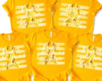 Personalized Childhood Cancer Support Squad Shirt, Gold Ribbon Cancer Awareness Tee, Childhood Cancer Walk Shirt, Team Cancer Shirt
