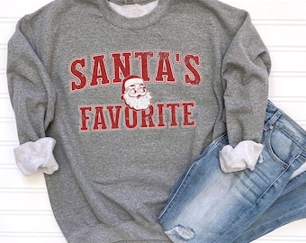 Retro Santa's Favorite Sweatshirt - Christmas Winter Cozy sweater, Vintage Holiday Pullover, Xmas Crew Neck Top, Festive Santa Claus Shirt