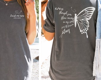 Comfort Colors® butterfly memorial shirt, In memory of a lost loved one T-shirt, personalized memorial gift, custom memorial shirt rip tee