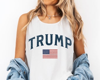 Trump American flag Comfort colors tank top Trump 2024 MAGA Trump convicted felon shirt Trump rally outfit Republican gifts shirt 45 47
