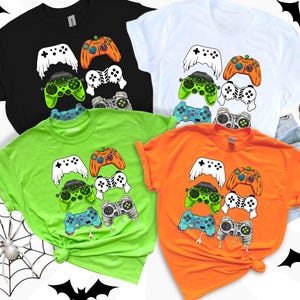 Halloween gaming controller shirt Spooky gamer boys T-shirt for Halloween ghost controller kids graphic tee Trendy retro gamer fall shirts