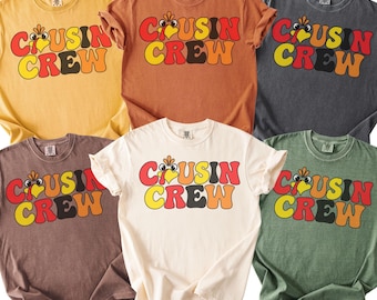 Cousin Crew Thanksgiving Shirt, Matching Cousin Shirts, Retro Turkey Tee, Family Thanksgiving Outfit, Adult Kids Toddler Baby Shirt