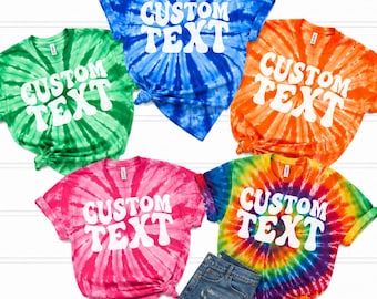 Custom Tie Dye Shirt Personalized Text Tee Custom Logo Shirt Neon Spiral Shirt Custom Design Shirt Business Logo Tee