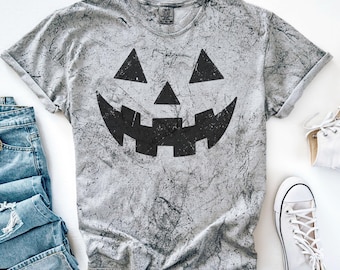 Vintage Jack O Lantern Shirt, Retro Tie Dye Pumpkin Face Comfort Colors Tee, Halloween Long Sleeve Shirt, Spooky Season Pumpkin Sweatshirt