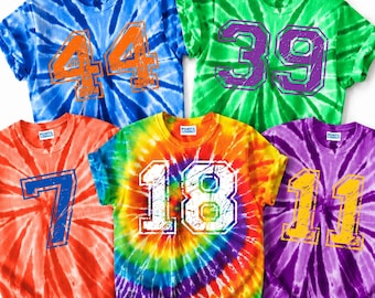Custom Number Tie Dye Number Shirt, Personalized Varsity Football Tee, Sports Team Shirt, Game Day Spirit Tee, Football Mom Gift