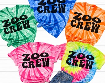Custom Zoo Crew Tie Dye Shirts, Matching Family Zoo Trip Tee, Personalized Animal Adventure Shirt, Zoo Day Outfit