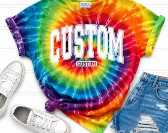 Custom Tie Dye Shirt, Personalized Varsity Shirt, School Mascot Tee, Team Name Shirt, Destination Vacation Shirt, Family Reunion