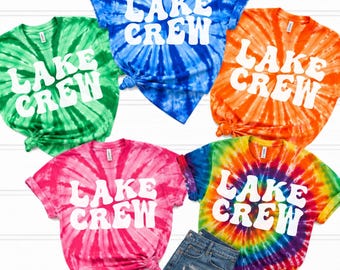 Custom Lake Crew Tie Dye Shirts, Matching Family Lake Vacation Tee, Personalized Lake Trip Shirt, Summer Lake House Tee