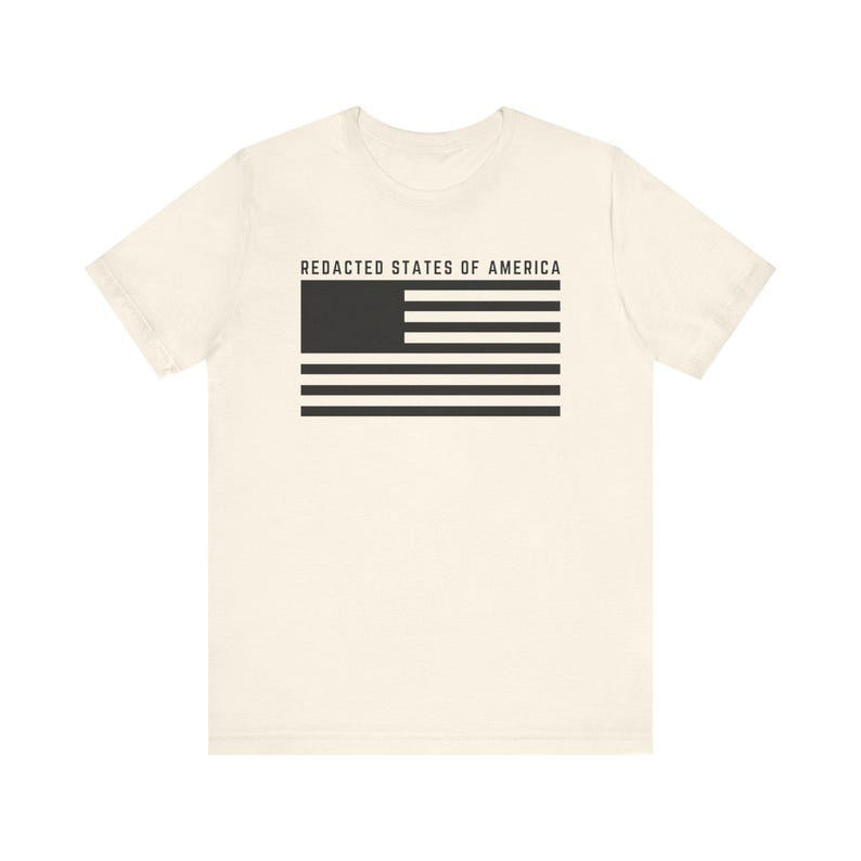 Redigierte Staaten von Amerika Flagge T-Shirt, Epstein Dateien Shirt, USA Flagge geschwärzt T-Shirt, minimalistische Politische Grafik Shirts, Unisex Protest T-Shirt Natural