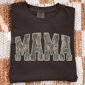 Mama Comfort Colors Camo Sweatshirt, Vintage Woodland Camo Mama Shirt, Trendy Mom Tee, Mother’s Day Gift, New Mom Gift Black