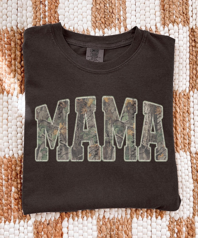 Mama Comfort Colors Camo Sweatshirt, Vintage Woodland Camo Mama Shirt, Trendy Mom Tee, Mother’s Day Gift, New Mom Gift Black