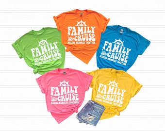 Neon Family Cruise Shirts 2024 Making memories together, Family matching Cruise squad shirt, tropical cruise vacation trip bright color tee