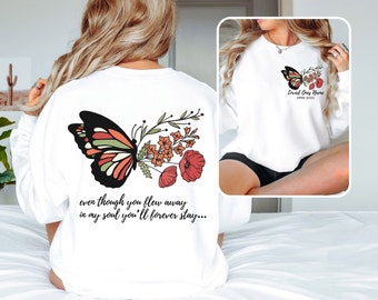 In memory of a lost loved one shirt. Personalized name and dates. Butterfly Memorial shirt, rip shirt, rest in heaven shirt, memorial gift