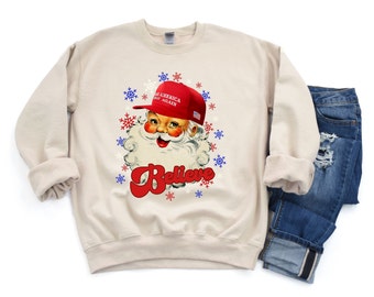 MAGA Santa sweater, Trump Christmas sweatshirt, political Xmas shirt, republican Christmas tee, Funny Political Santa Claus Crewneck Sweater