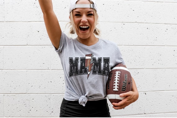 Football mom shirt Football Mama T-shirt for football mom game day tee, checkered mama lightening bolt trendy football mom university shirt
