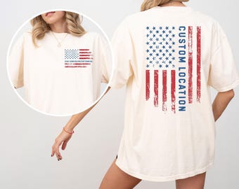 USA Semiquincentennial Shirt, 250 Years of Freedom Tee, Custom Location American Flag Shirt, Family Matching Comfort Colors Tee