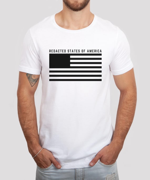 Redacted States of America Flag Tee, Epstein Files Shirt, USA flag Redacted T-shirt, Minimalist Political Graphic Shirts, Unisex Protest Tee