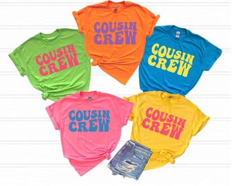 Neon Cousin Crew Shirts for Kids, Family matching cousin crew tee, beach crew shirts, vacation cousin T-shirts, cousin camp trip shirts
