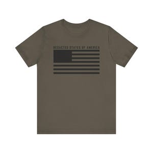Redigierte Staaten von Amerika Flagge T-Shirt, Epstein Dateien Shirt, USA Flagge geschwärzt T-Shirt, minimalistische Politische Grafik Shirts, Unisex Protest T-Shirt Army