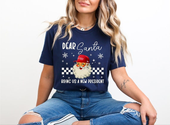 Donald Trump Christmas T Shirt Funny MAGA santa hat gift tee 