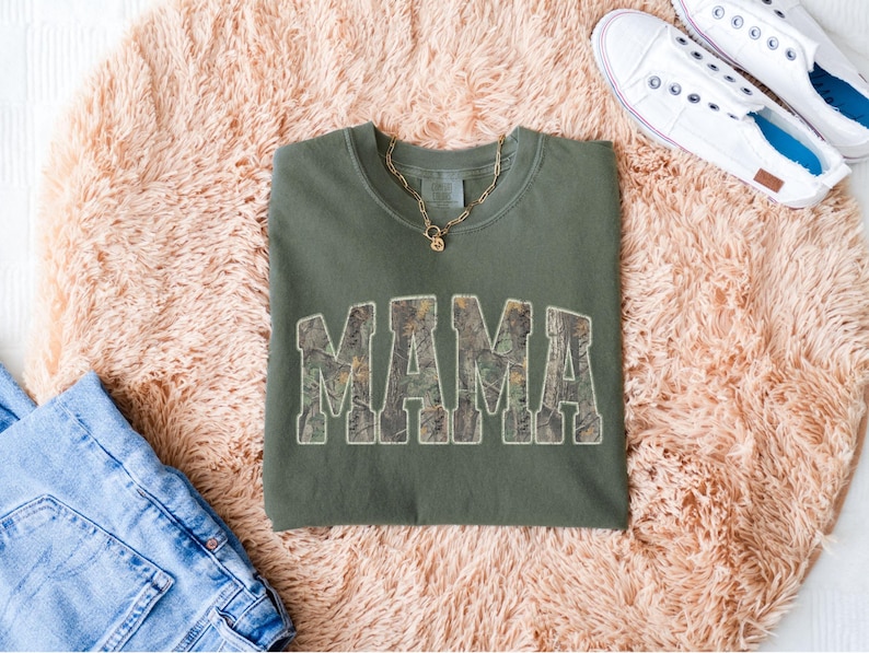 Mama Comfort Colors Camo Sweatshirt, Vintage Woodland Camo Mama Shirt, Trendy Mom Tee, Mother’s Day Gift, New Mom Gift Moss