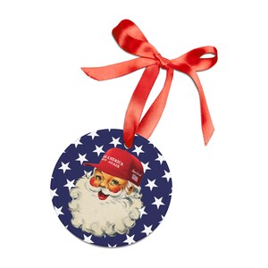Acrylic Ornament, Trump MAGA Santa American Flag Decoration, Christmas Tree Ornament, Holiday Gift, Patriotic Decor, Political Home Decor