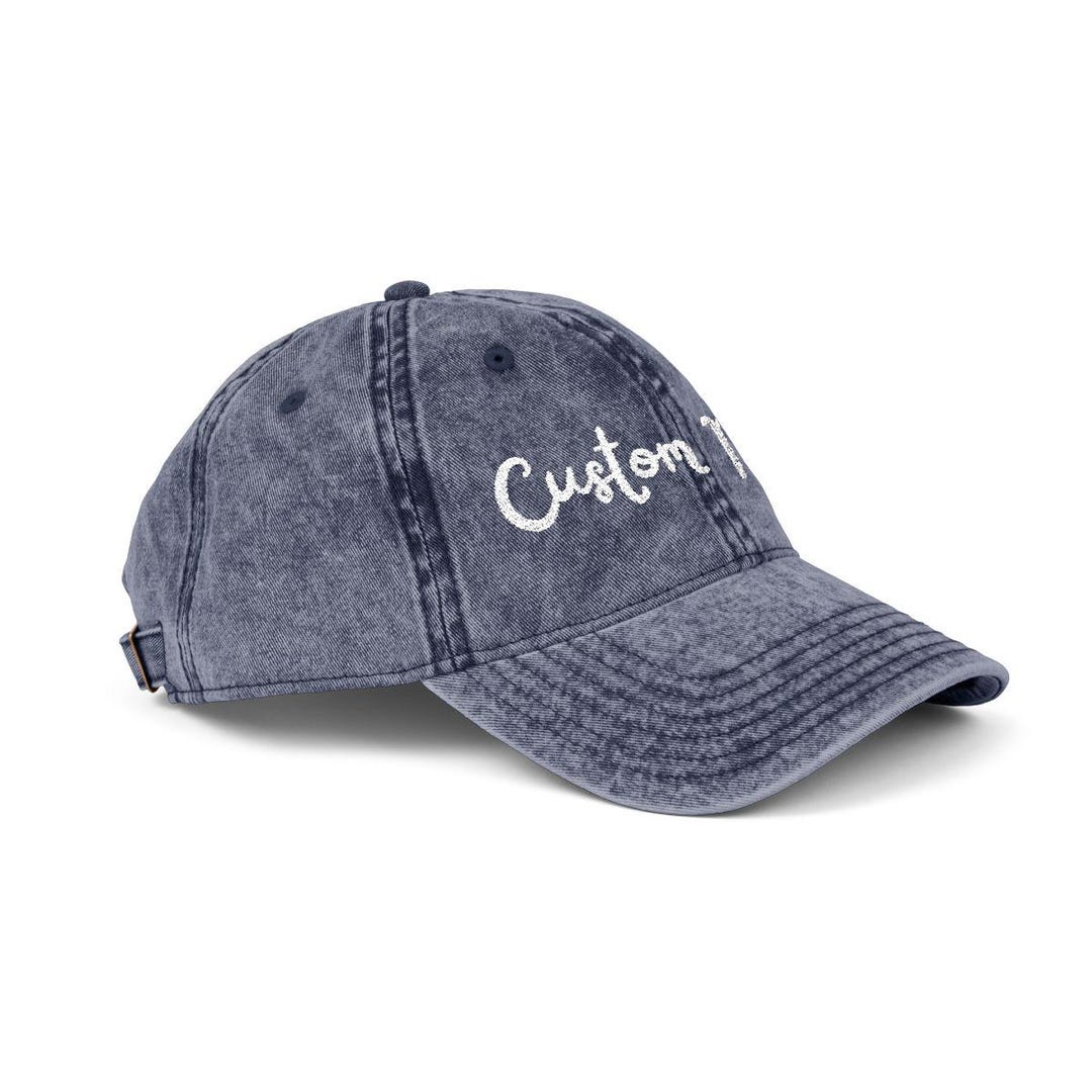 Custom Vintage Embroidered Cap Custom Text Hat Gifts Custom Script Name ...