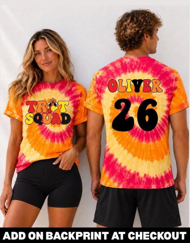 Custom Turkey Trot Shirts, Personalized Trot Squad Tee, Matching Family Thanksgiving 5K Shirts, Adult Kids Tie Dye Running Tees bild 2