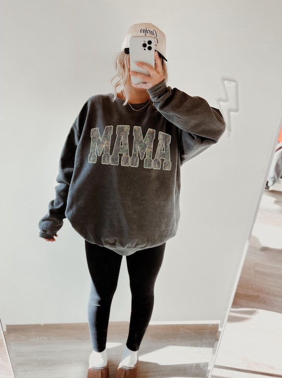 Mama Comfort Colors Camo Sweatshirt, Vintage Woodland Camo Mama Shirt, Trendy Mom Tee, Mother’s Day Gift, New Mom Gift