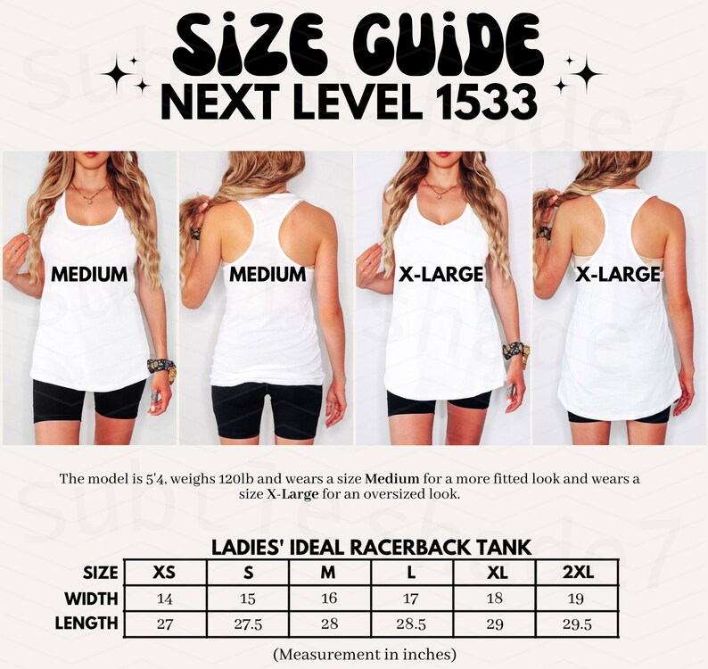 K&ouml;nnte beinhalten: Gr&ouml;&szlig;entabelle f&uuml;r ein Racerback-Tanktop mit Ma&szlig;en in Zoll f&uuml;r die Gr&ouml;&szlig;en XS, S, M, L, XL und 2XL. Die Tabelle zeigt die Breite und L&auml;nge jeder Gr&ouml;&szlig;e.