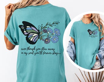 Comfort Colors® birth month butterfly memorial shirt, In memory of a lost loved one T-shirt, personalized memorial gift, custom memorial tee