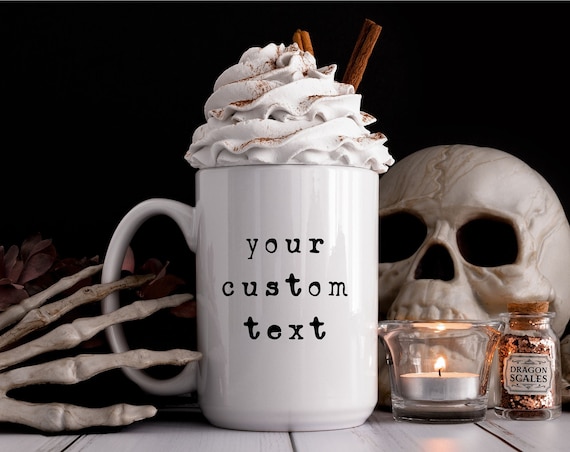 Custom text mug. Custom ceramic mug. Typewriter font mug. Minimalist mug. Personalized mug. Your custom words coffee mug. Coffee mug gift.