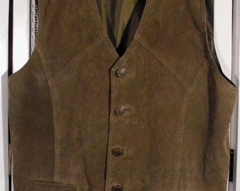Vtg 1970's Rancher by Schott NYC Western Suede Leather Vest
