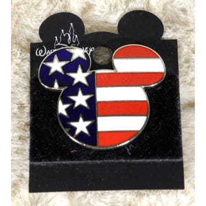 DISNEY Mickey Mouse-speld Amerikaanse vlag broche Vintage nieuw op kaart Disney World Florida