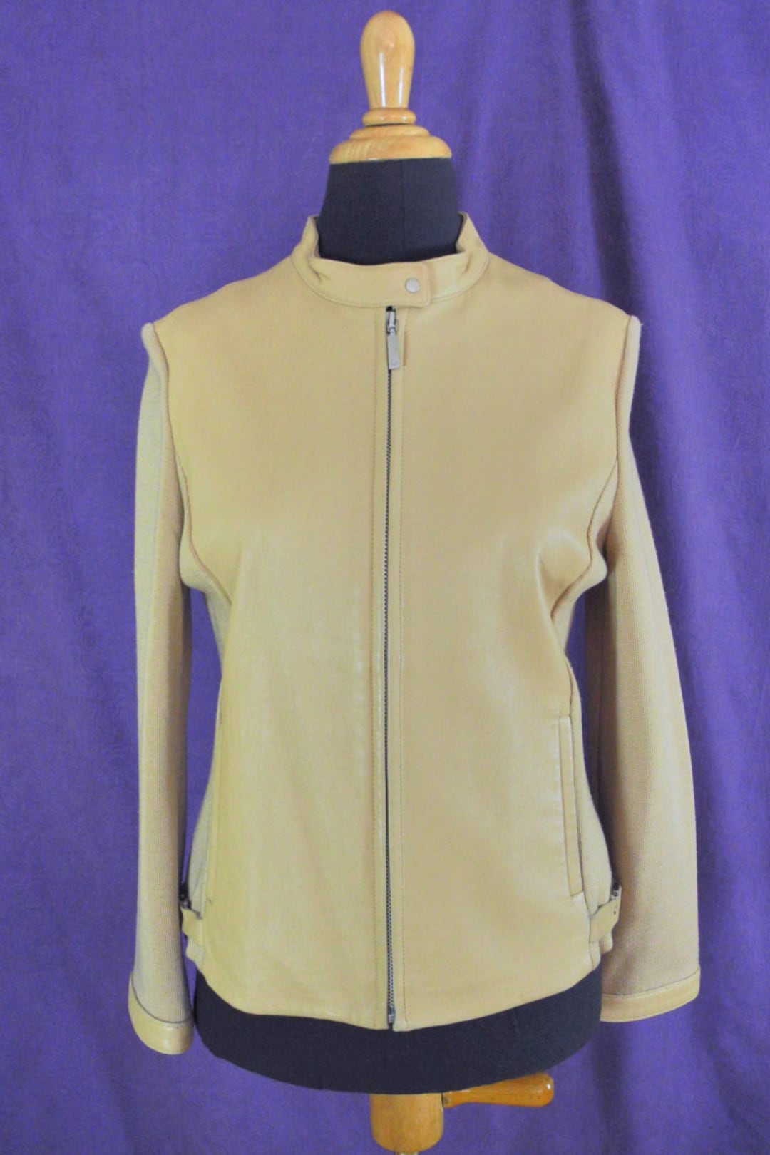 Vintage Danier of Canada 1980s Mod Leather Jacket Knit Sleeves XS Buttery Soft Leather in Very