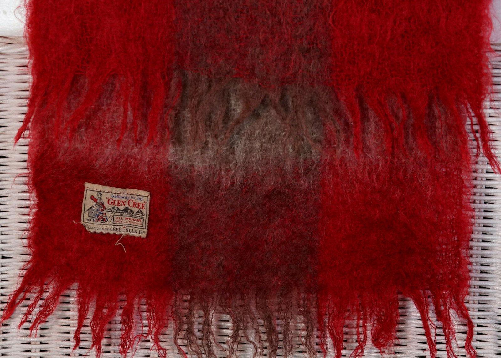 GLEN CREE モヘヤブランケット(L) Vintage Glen Cree Mohair Red Scotland GLEN CREE モヘヤブランケット