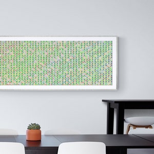 Long narrow printable wall art; Wide horizontal downloadable; 36x12; green and rainbow