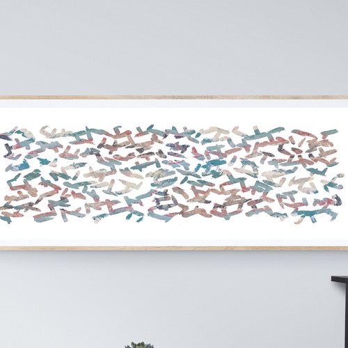 Long Narrow Wall Art in Navy Blue Wide Horizontal Printable Etsy