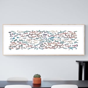 Long narrow wall art; Wide horizontal printable wall art abstract. Modern print; 36x12 or 60x24 wall art