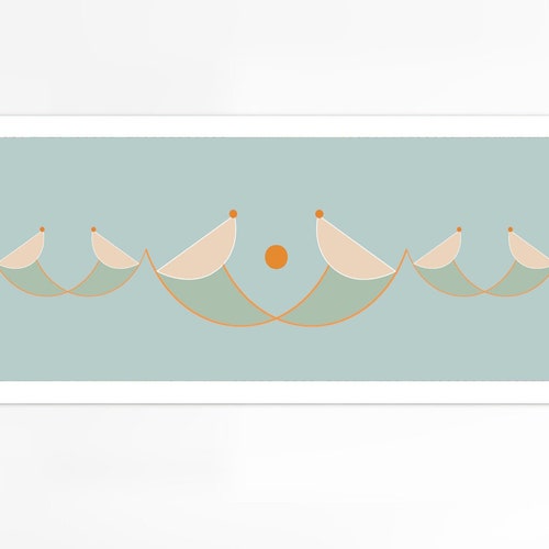 Long Narrow Wall Art in Orange Wide Horizontal Printable Wall - Etsy