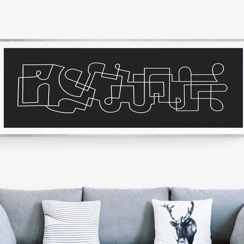 Long Narrow Wall Art in Black and White Printable Horizontal Etsy UK