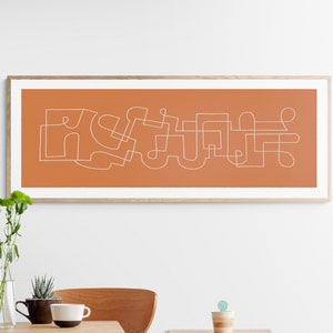 Long narrow printable wall art , 30x10 / 36x12 / 16x48 / 20x60 / 30x90, mid century modern abstract